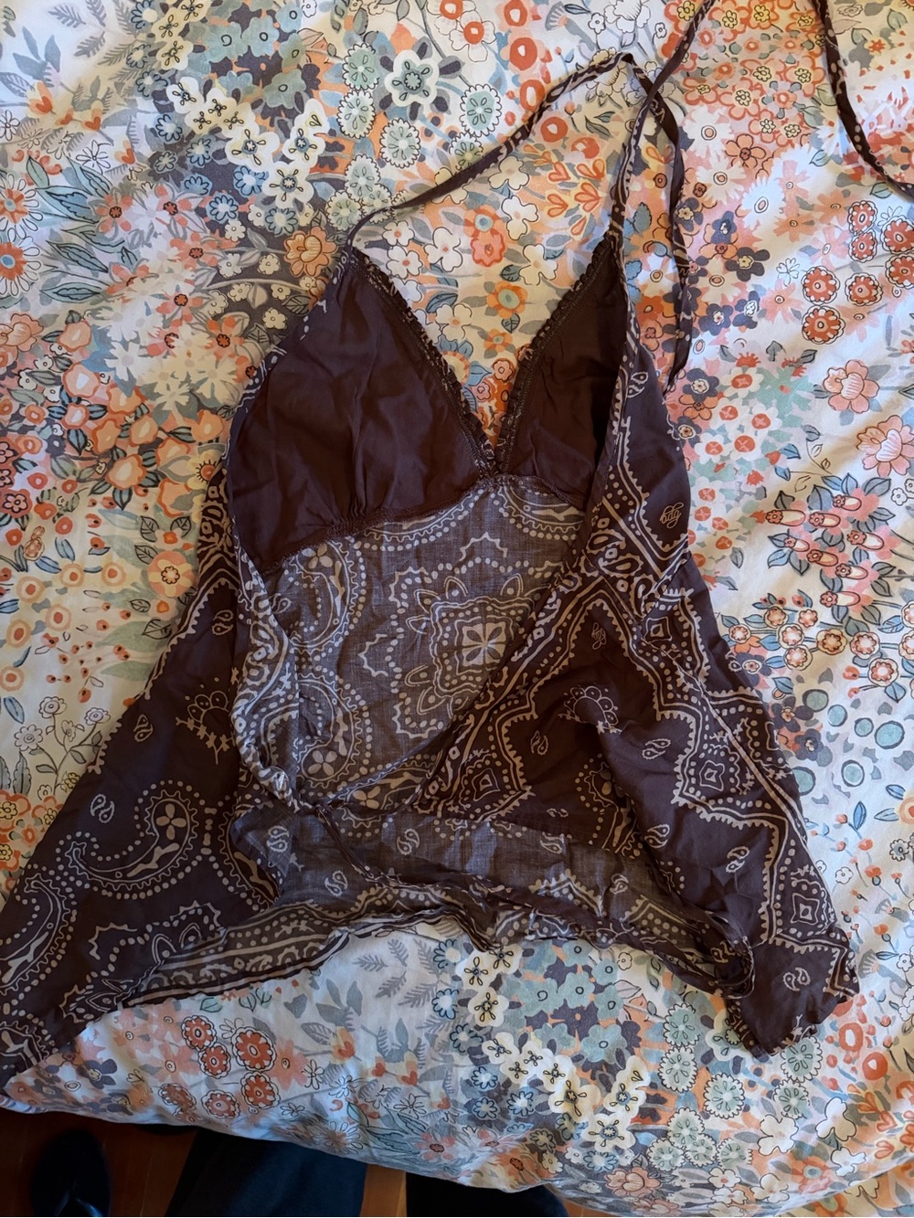 Kimchi Blue Brown Paisley Halter Cami - Picture 2 of 2